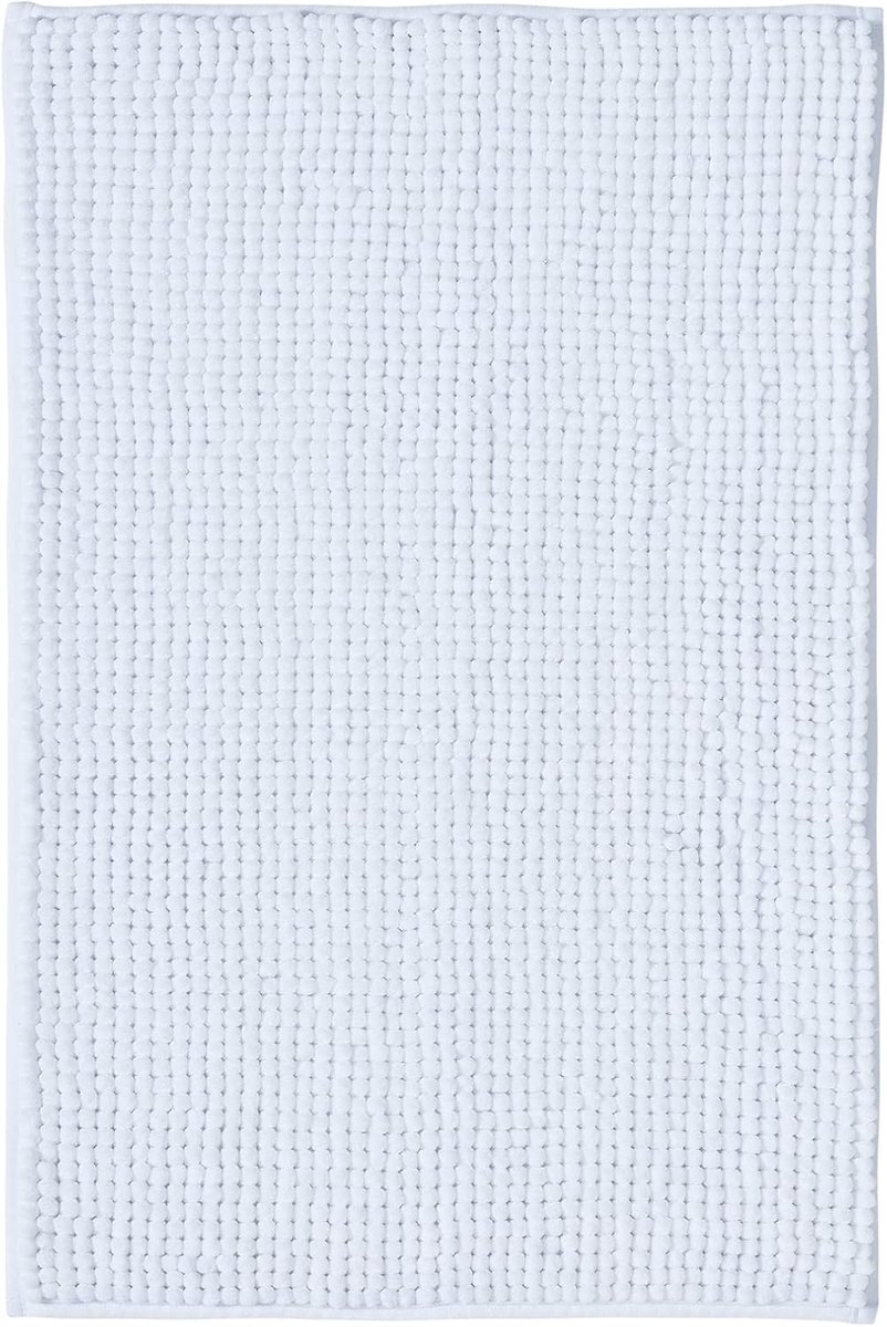 SnelShoppen - Decomira Badmat Anti-Slip Soft Chenille 50x80cm | Super Absorberend en Wasbaar | Ideaal voor Badkamer, Douche en WC - Wit