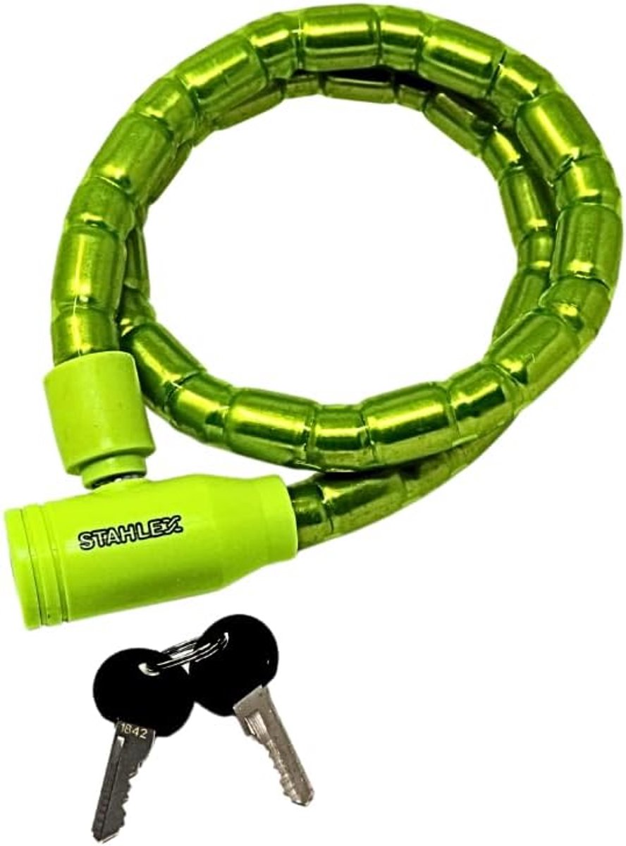 SnelShoppen - Robuuste Fiets Slot 948-18 x 800 mm in Diverse Kleuren, Versterkt, Nylon Bescherming, Compact en Diefstalbestendig met Sleutels - Ideaal