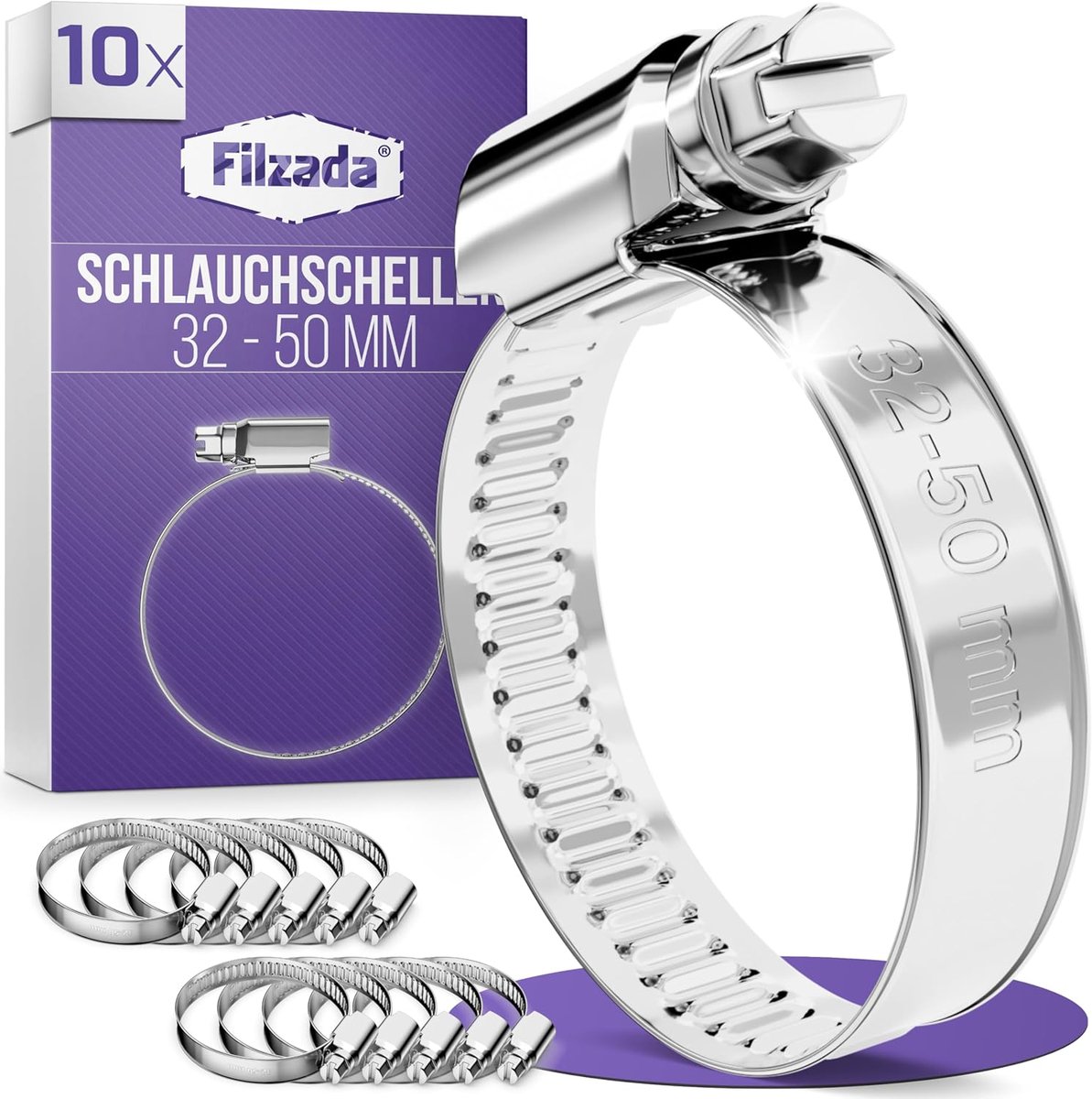 SnelShoppen - 10x RVS Slangklemmen Set 32-50mm - Verstelbare Roestvrijstalen Slangklemmen - Inox Klemmen voor Waterleiding en Tuinslang