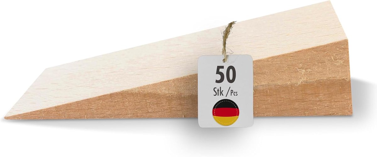 SnelShoppen - Houten Wedges Set - Beukenhouten Wedges - Deurstopper - Ideaal voor Meubels, Assemblage, DIY - 50 Stuks - 100x40x25 mm