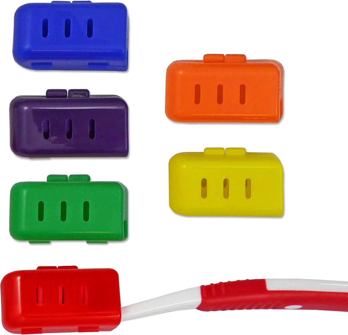 SnelShoppen - Pack van 6 Volwassen Tandenborstelhouders met Ventilatie - Kleurige Plastic Opbergdozen voor Reistandenborstels - Ideaal voor Vakantie,