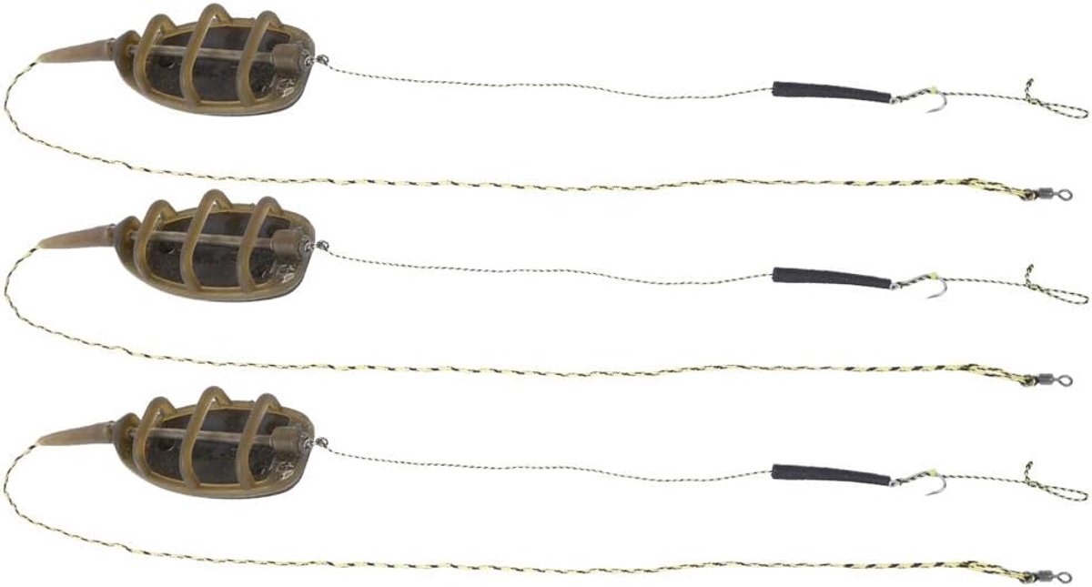 SnelShoppen - Inline Method Feeders voor Karpervissen, 3 Stuks 91g Plastic Cylindrische Voerbakken, Effectieve Vistuig voor Buitenactiviteiten