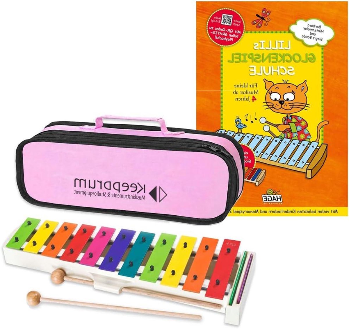 Klokkenspel set - Muziekspel met boek - Muziek maken - Kleurgecodeerde noten - 31 x 9.5 x 4 cm - Meerkleurig