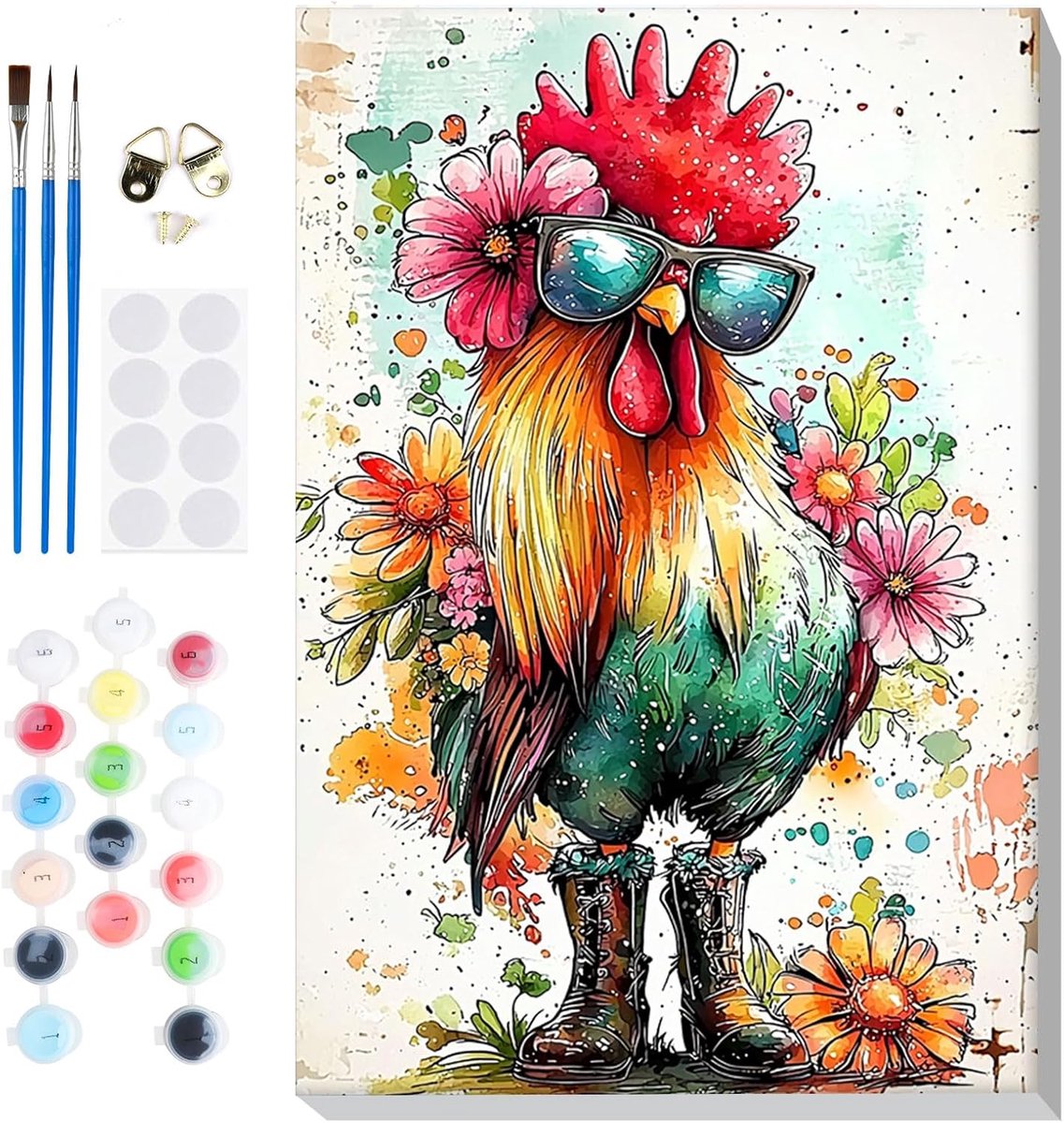 SnelShoppen - Schilderen op Nummer Set voor Volwassenen en Kinderen met Houten Lijst, 3 Penselen, Acrylverf, DIY Schilderij, Perfect voor Creatieve Vr