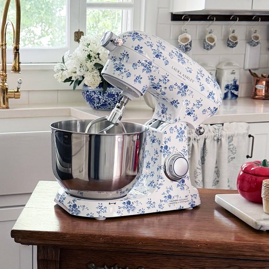 Laura Ashley Keukenmachine - 1800W, 6L RVS kom, roerhaak, deeghaak, garde, spatdeksel, 10 snelheden - China Roos - ByVQ van Laura Ashley — afbeelding 3