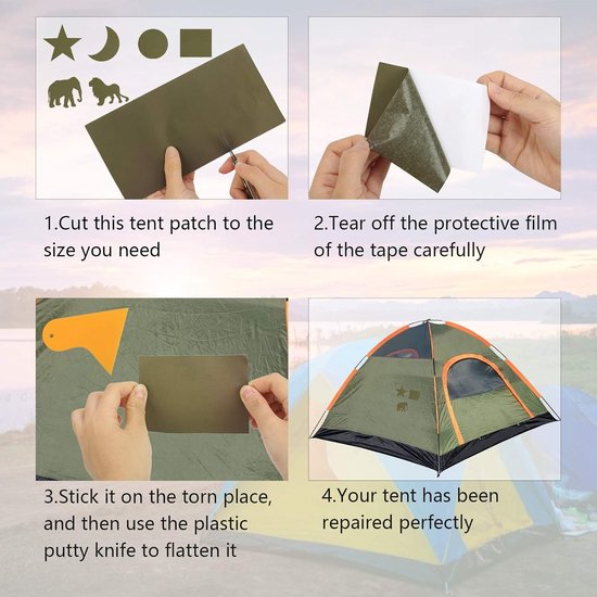 Reparatiestickers - Waterdichte Patches - Outdoor Reparatie - Zelfklevend Nylon - 18 Stuks - Donkergroen Transparant — afbeelding 2