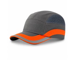 Climax Stootpet Grijs-Oranje – Veiligheidspet met reflectie - Ademend en Verstelbaar