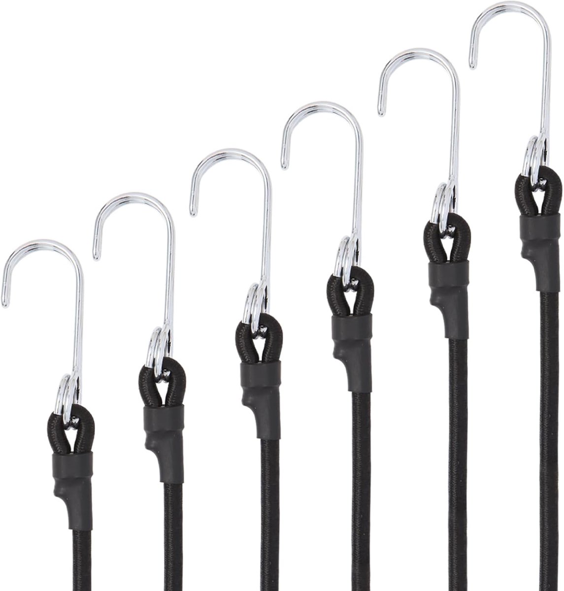 SnelShoppen - Tension Rubber met Haken, 6 Expander Rubber Touwtjes 100 cm, Sterke Rubber Straps voor Fiets, Motor, Camping, Handtruck en Bagage
