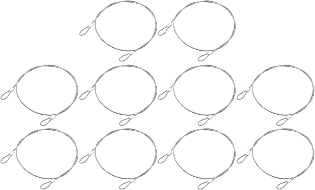 SnelShoppen - 10x Rvs Lanyard Kabels 20cm x 1.5mm, Veiligheidskabel met Ring voor Buitenmeubilair, Corrosiebestendig, Zilver, Sterk en Duurzaam
