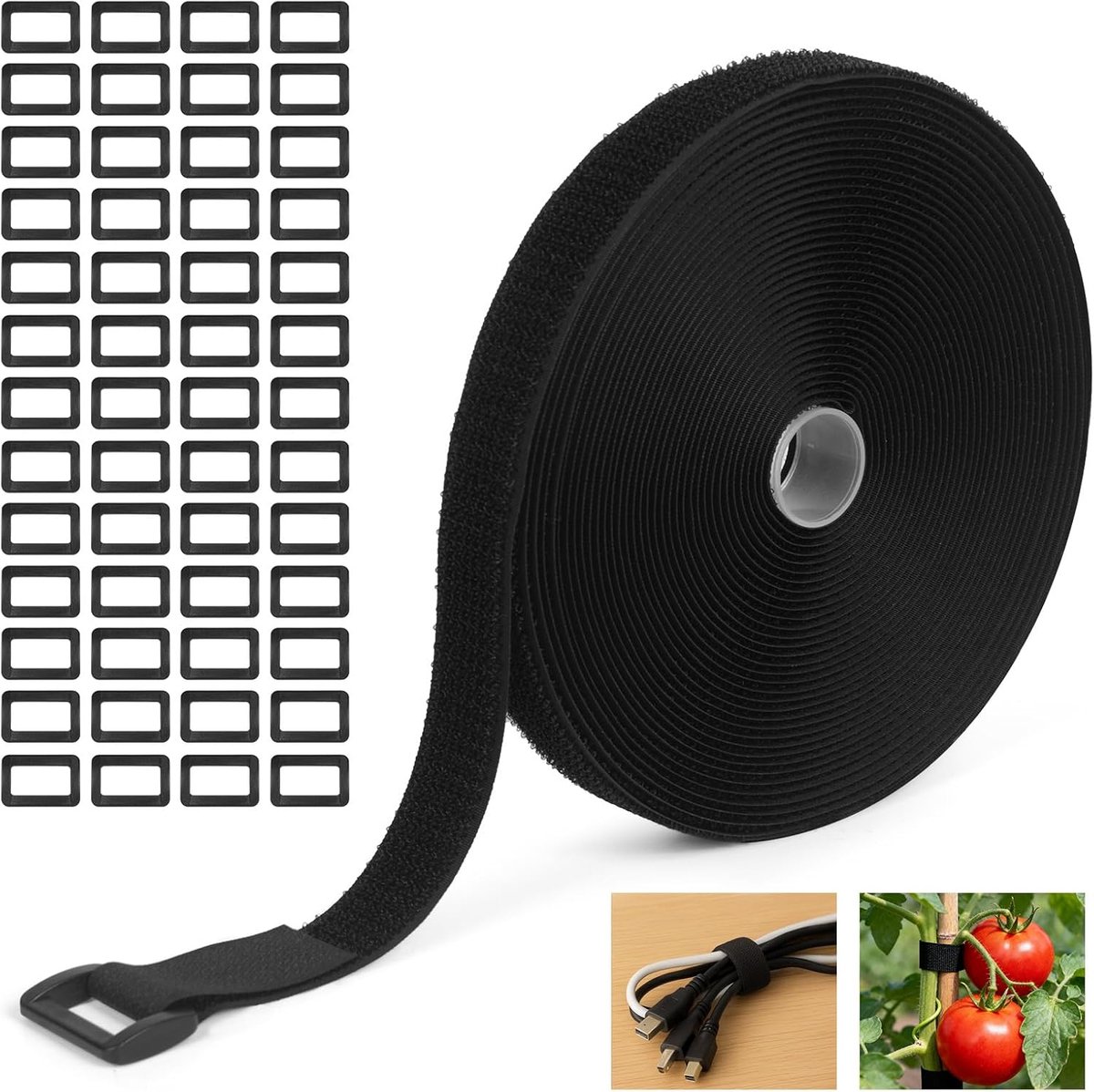 SnelShoppen - 25mm kabelbinders - Sterke kabelbinders voor organizing, tuin, klusjes, 100 stuks, zwart, duurzaam en veelzijdig