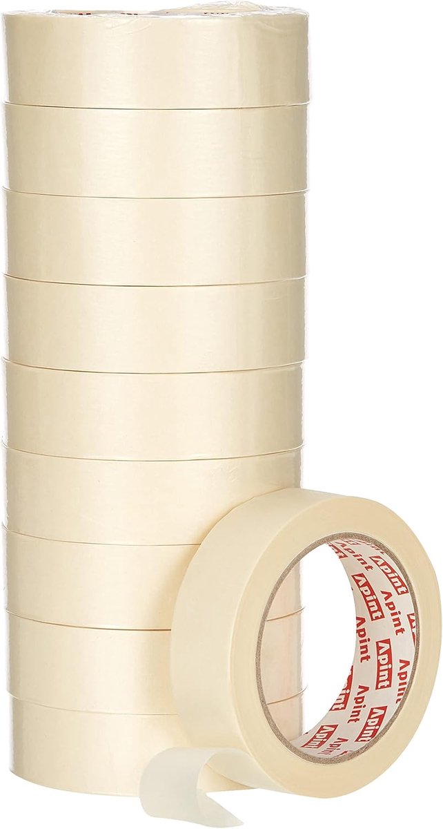SnelShoppen - JDEL cover tape voor schilderen, 50 m x 30 mm, 10 rollen, crème kleur, ideale schilderstape voor binnen en buiten