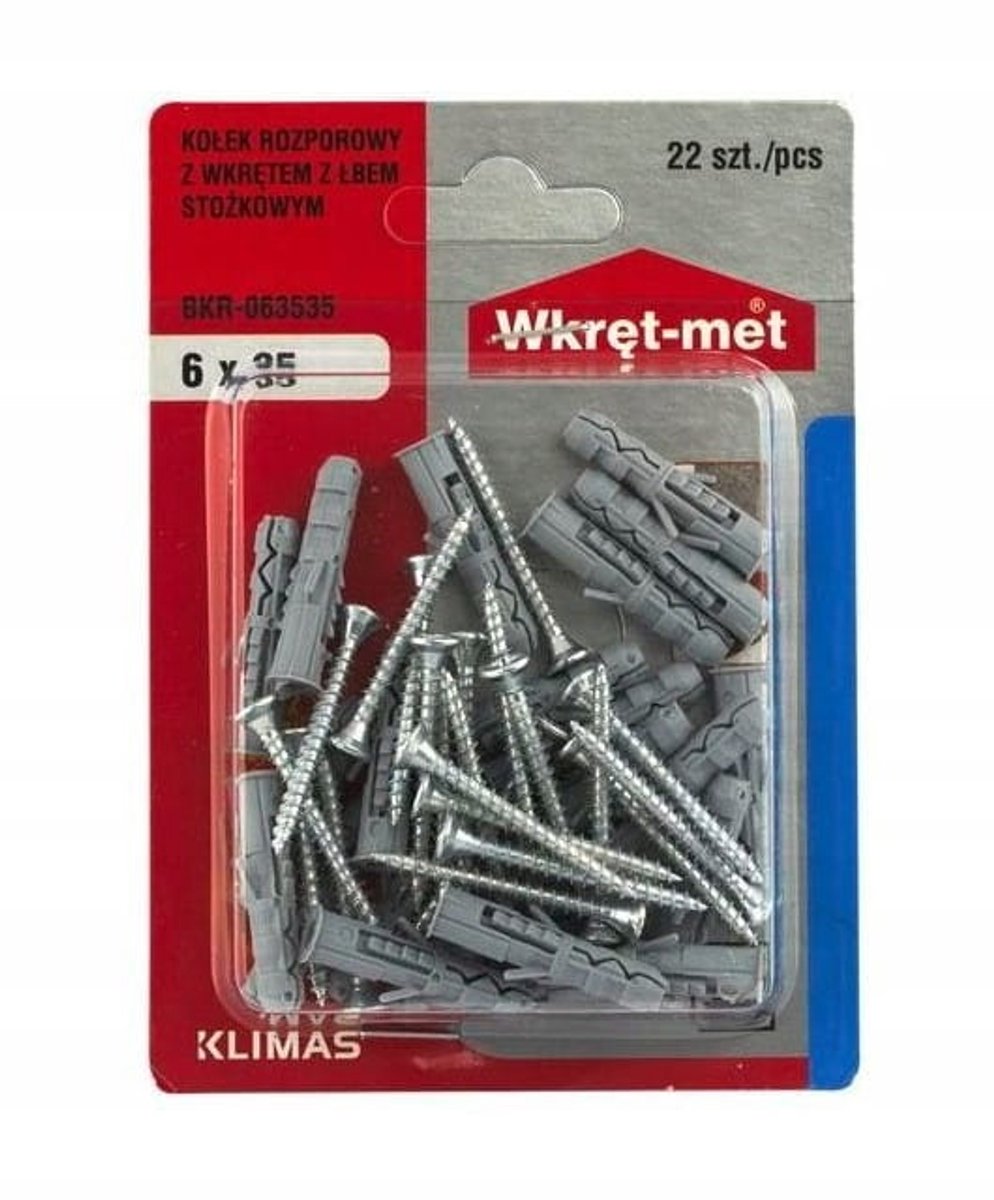 Wkręt-met Serie - Universele Pluggen - 6x35mm - 22 Stuks - Polipropyleen en Staal