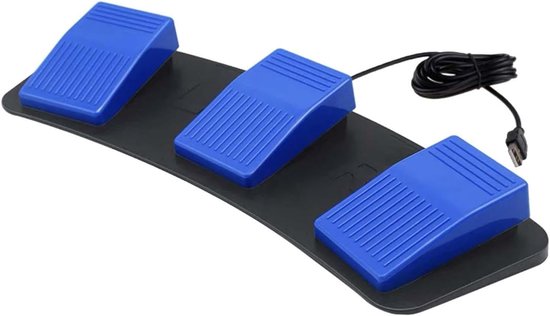 USB Voetpedaal - Voetschakelaar Pedaal - Computer Bediening - Drie Schakelaars - 36.7 cm - Blauw — afbeelding 3