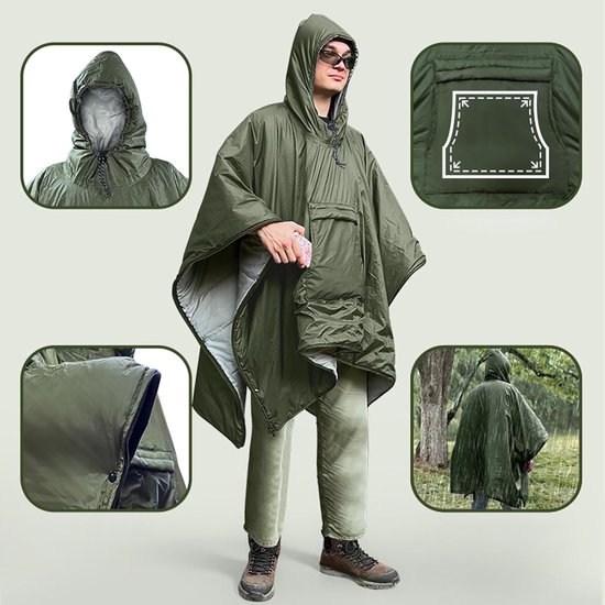 Draagbare Slaapzak - Poncho Deken - Outdoor Avontuur - Waterdicht & Winddicht - 190 x 70 cm - Uniek — afbeelding 5