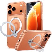 TORRAS UPro Ostand Spin Hoesje Geschikt voor Apple iPhone 17 Pro Max - Compatibel met MagSafe - 360° Draaibare Magnetische Standaard - Back Cover Kickstand Ring - Transparant