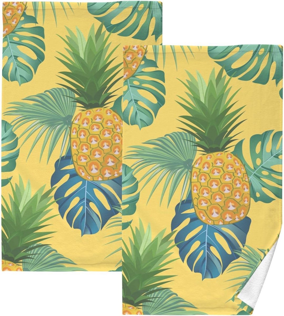 Decoratieve Handdoeken - Badkamer Set - Dagelijks Gebruik - Sneldrogend Absorberend - 2 Stuks - Ananas Patroon