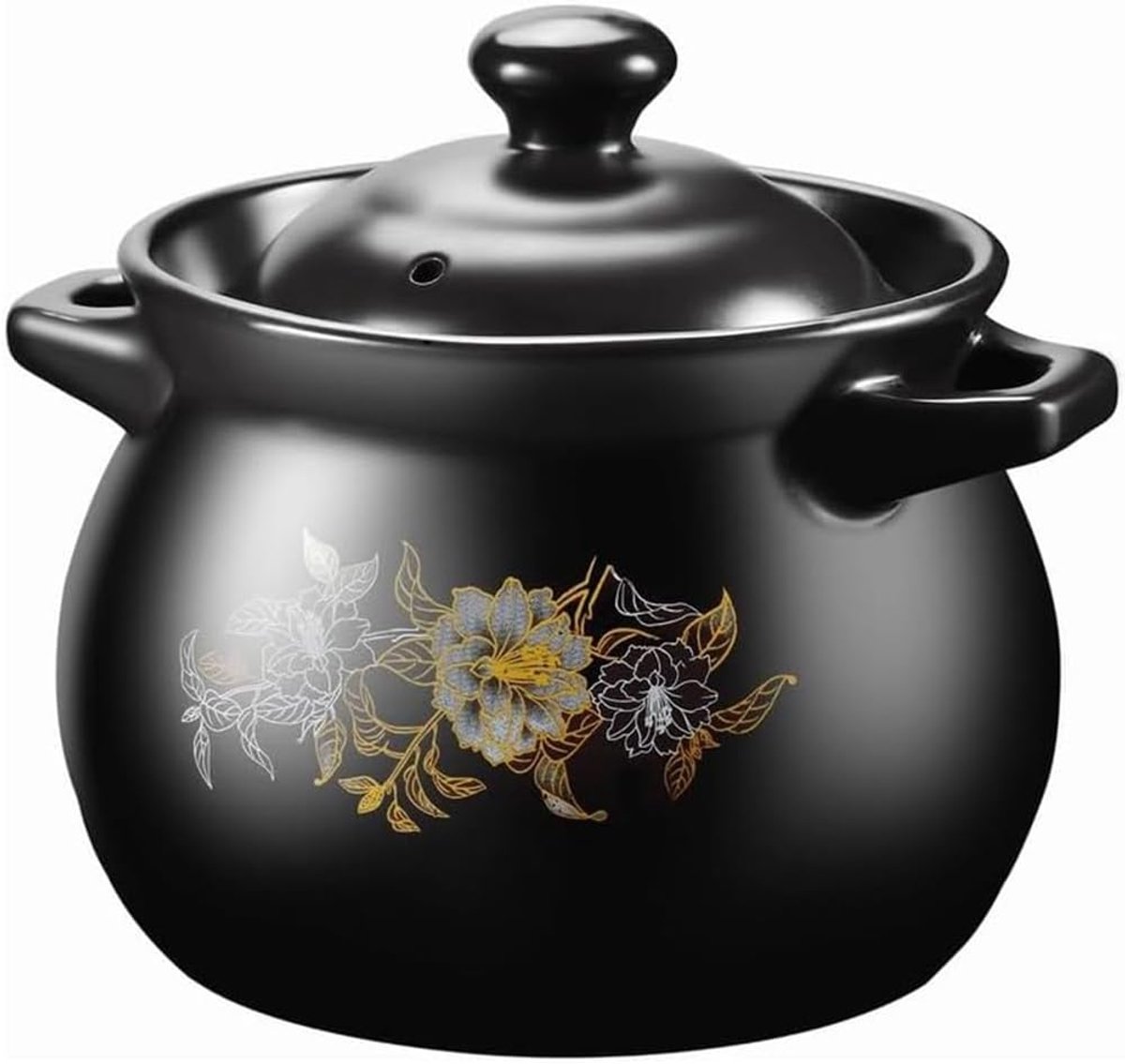 Keramische Stoofpot - Braadpan Rijstkoker - Gerechten Bereiden - Hittebestendig Materiaal - 2.5L - Zwart