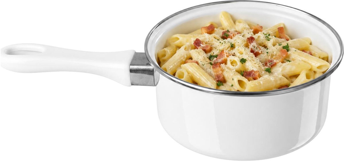Alessandro Steelpan Cuisine - D14 cm - 1.1 liter - sauspan/juspan - keuken pannen - wit