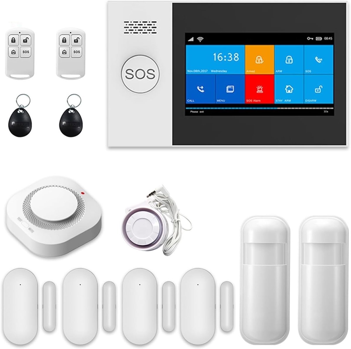 WIFI Alarmsysteem - Beveiligingssysteem Thuis - Huis Beveiligen - 4.3 Inch TFT Scherm - 10x10x10 mm - One Color