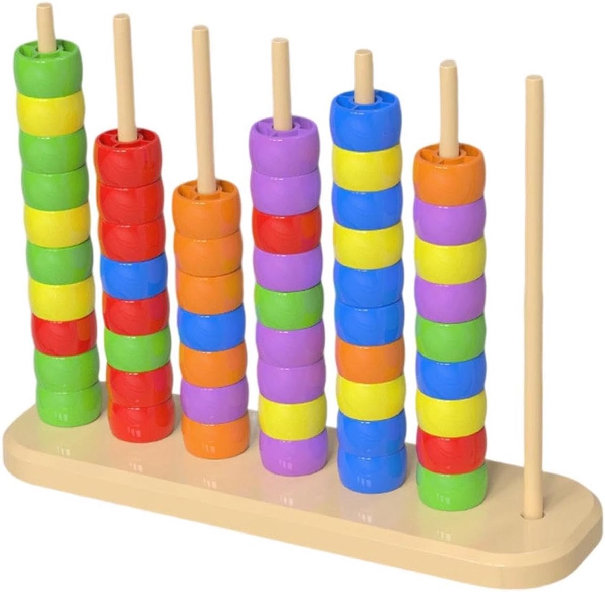 Kleur Sorteer Puzzel - Ring Stapel Spel - Familiepret Educatief - Tweedelige Hersenkraker - 22 x 17 cm - Meerkleurig