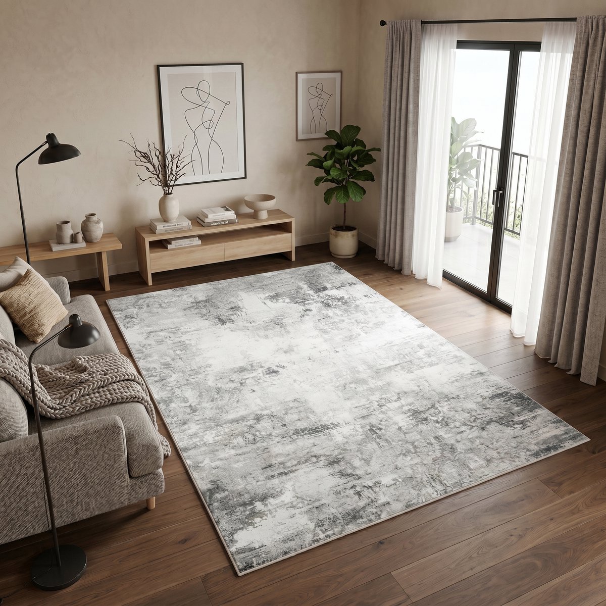 TAPISO Bari Vloerkleed Abstract Verweerd Patroon Antislip Tapijt Woonkamer Slaapkamer Donk