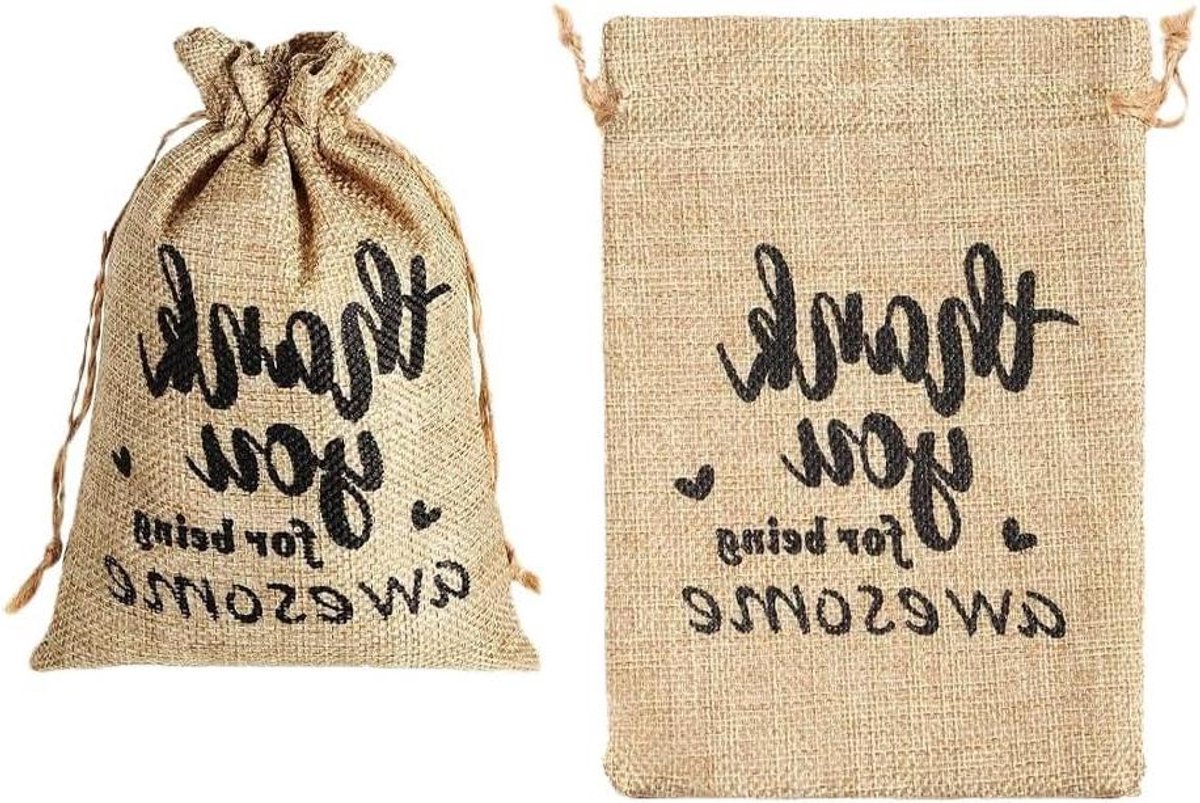 Linnen Zakjes - Jute Tasjes Geschenk - Sieraden Opbergen - Met Trekkoord Sluiting - 18x13cm - Beige