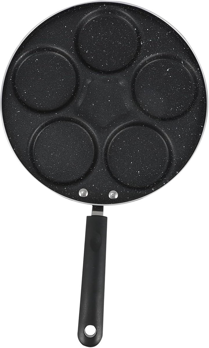 Pannenkoekenpan 6-gats - Ontbijtkoekenpan Multicooker - Ontbijt Maken - Antiaanbaklaag - 6 Cirkels - Zwart
