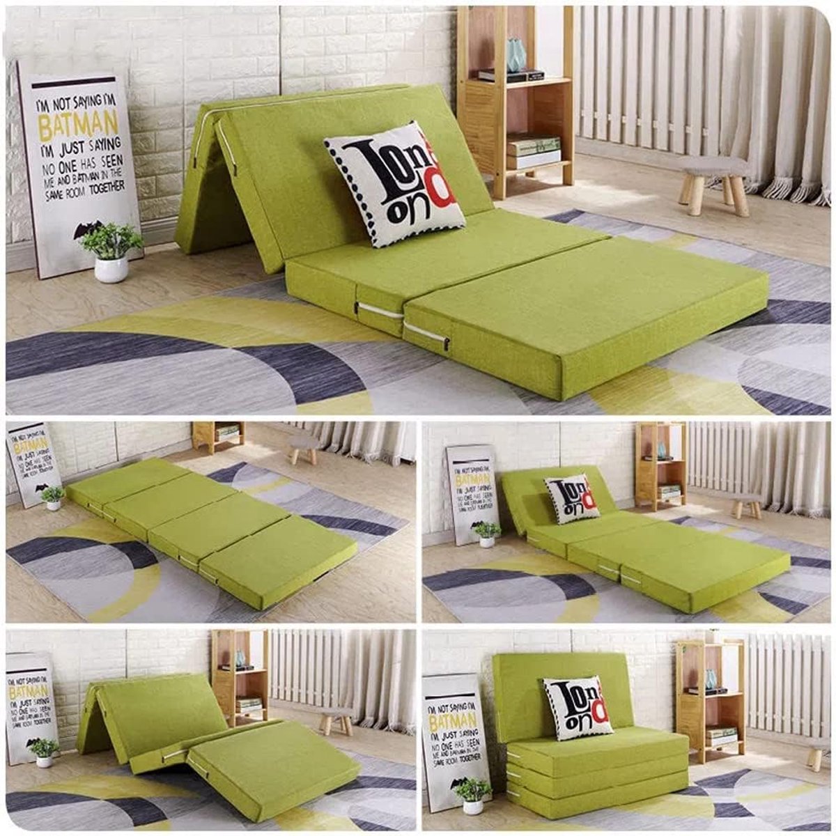 Draagbare Reismatras - Opvouwbaar Gastenbed - Comfortabel Slapen - Waterdicht Ademend Linnen - Eenpersoons - Groen