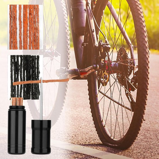 Bandenreparatieset - Tubeless Kit - Fietsbanden Repareren - Drie Maten Strips - 30 Stuks - Zwart Bruin — afbeelding 5