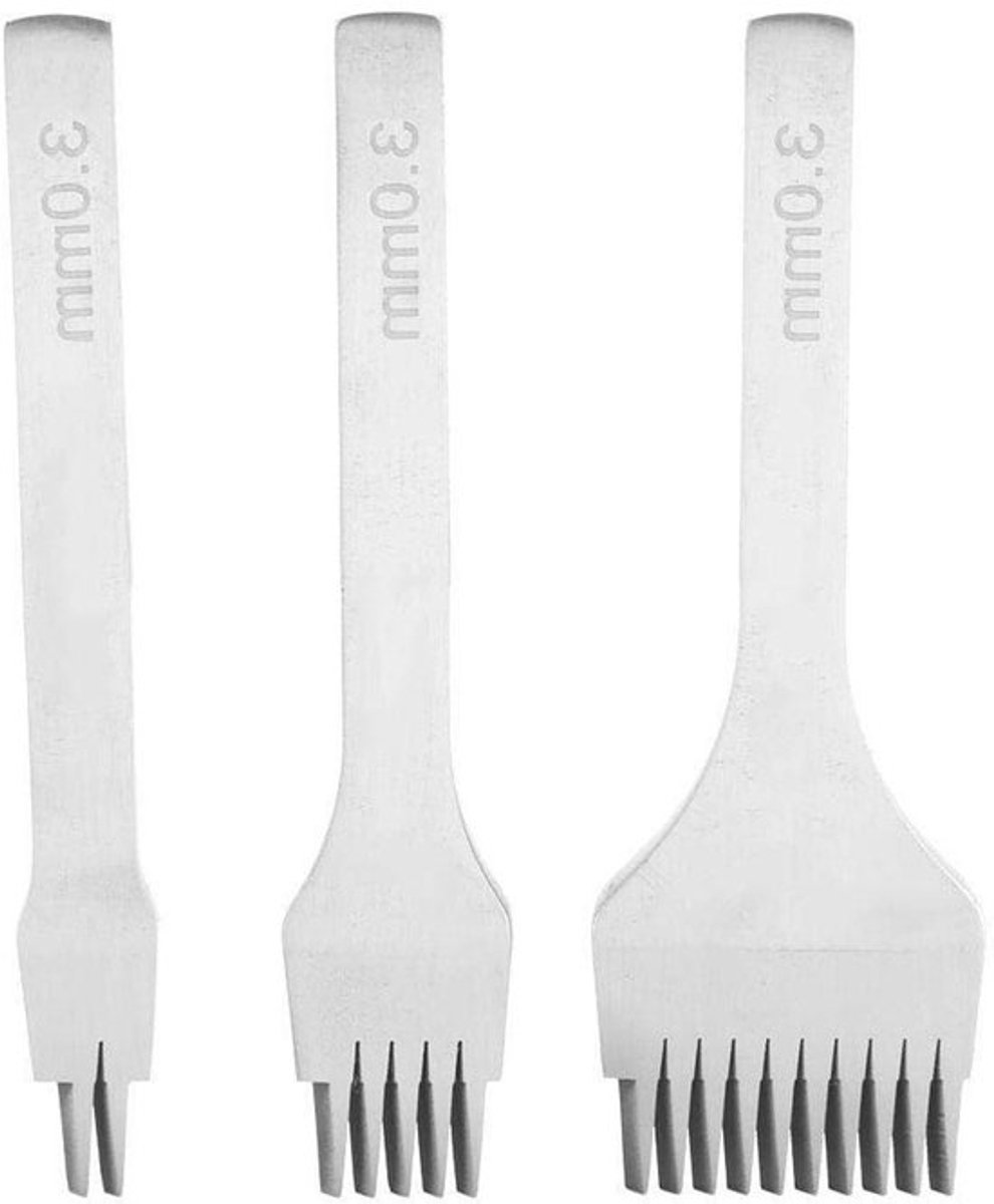Inovra Plus - Lederen Craft Tools Set - Wit Staal - 2/5/10 Punten - Veter Stitching