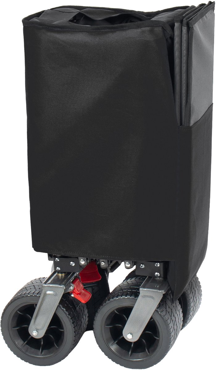 XXXL-opvouwbare bolderkar 300L 250kg belastbaar, 130cm uitgebreide opvouwbare bolderkar met extra brede 17x10 cm all-terrainwielen handwagen, gepatenteerd 4-richtingen direct opbouwsysteem transportwagen, zwart — afbeelding 4