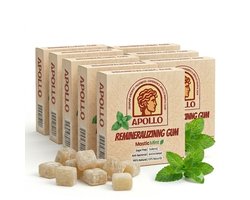 Apollo Kauwgom - 100% Natuurlijk - Plasticvrij - Whitening Effect - Sterk Glazuur - Frisse Adem - Mastic Mint - met Xylitol - 144 stuks (8-Pack)