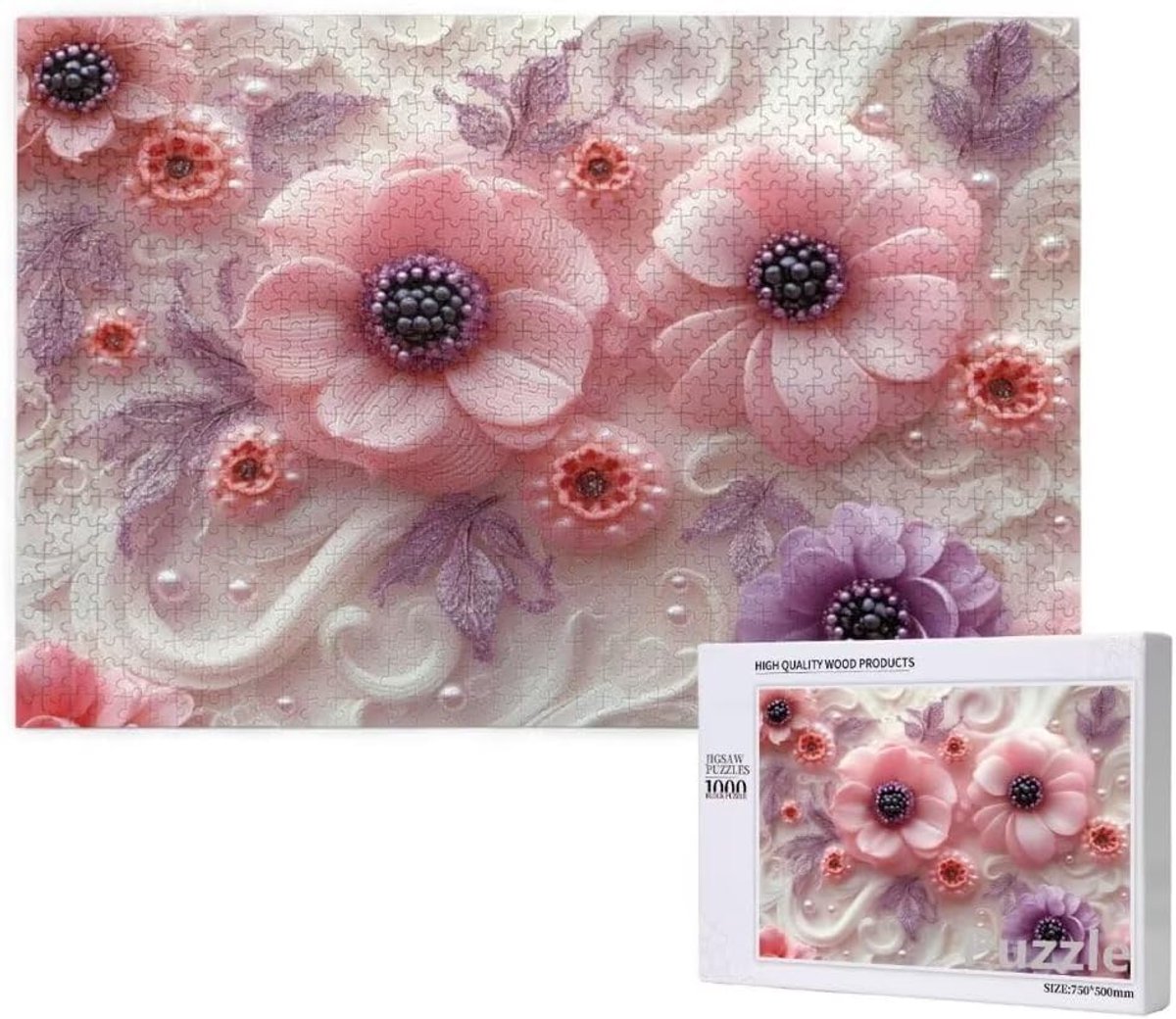 Puzzel 3000 stukjes - Kunstpuzzel bloemen - Ontspanning en vermaak - Uniek gesneden stukjes - 122 x 81 cm - Multicolor