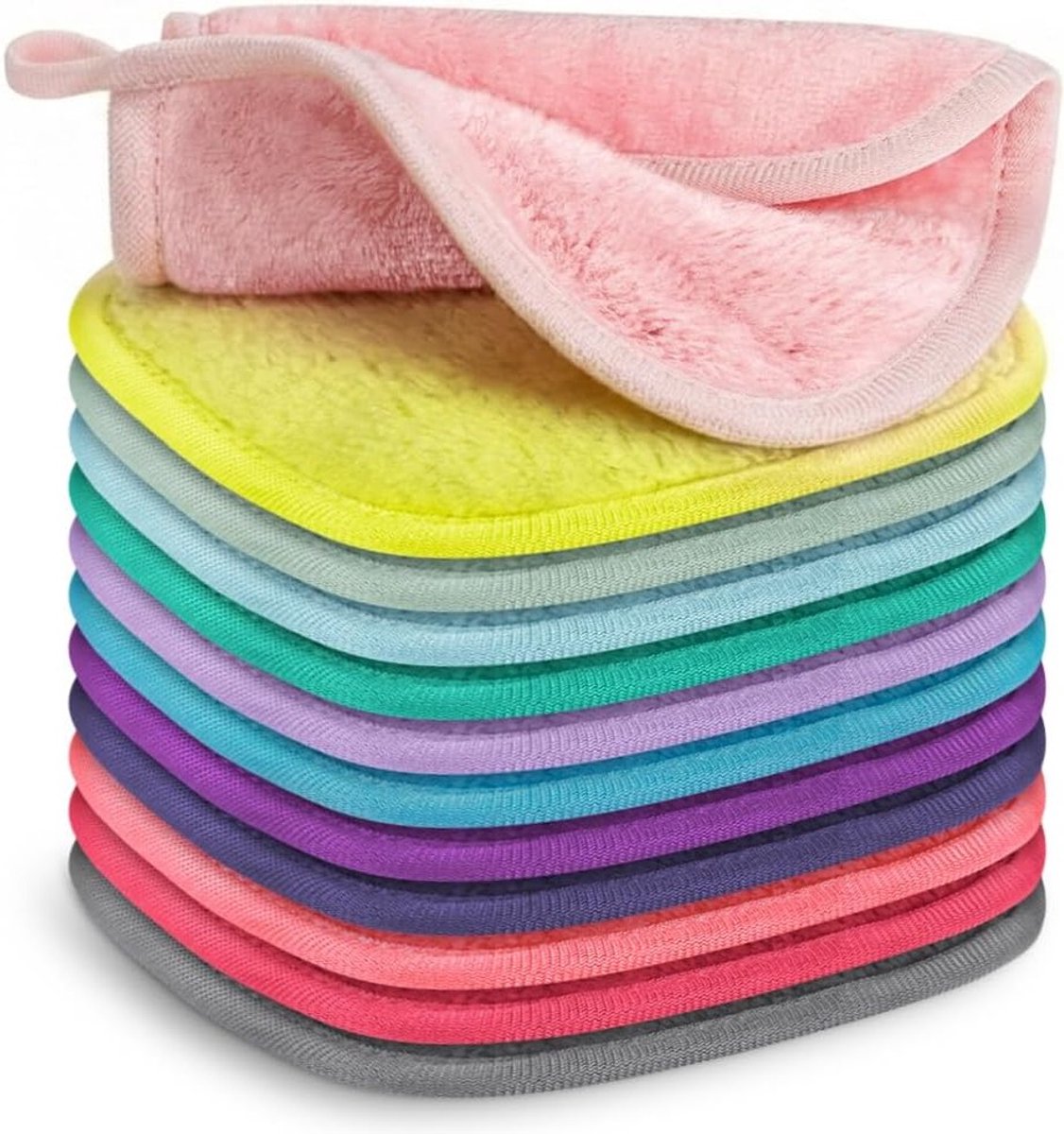 Herbruikbare Make-up Doekjes - 12 Stuks Microvezel Reinigingsdoekjes met Haarband voor Dagelijks Gebruik, Milieuvriendelijk en Wasbaar