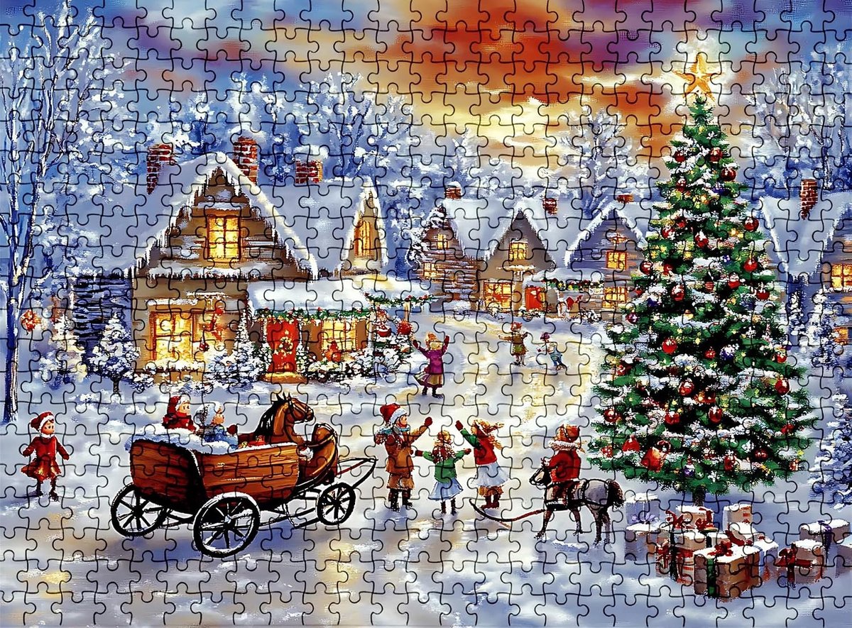 Houten Legpuzzel - Puzzel voor volwassenen - Familie tijd - Hoge resolutie afdrukken - 1795 x 1055 cm - Sneeuwstad