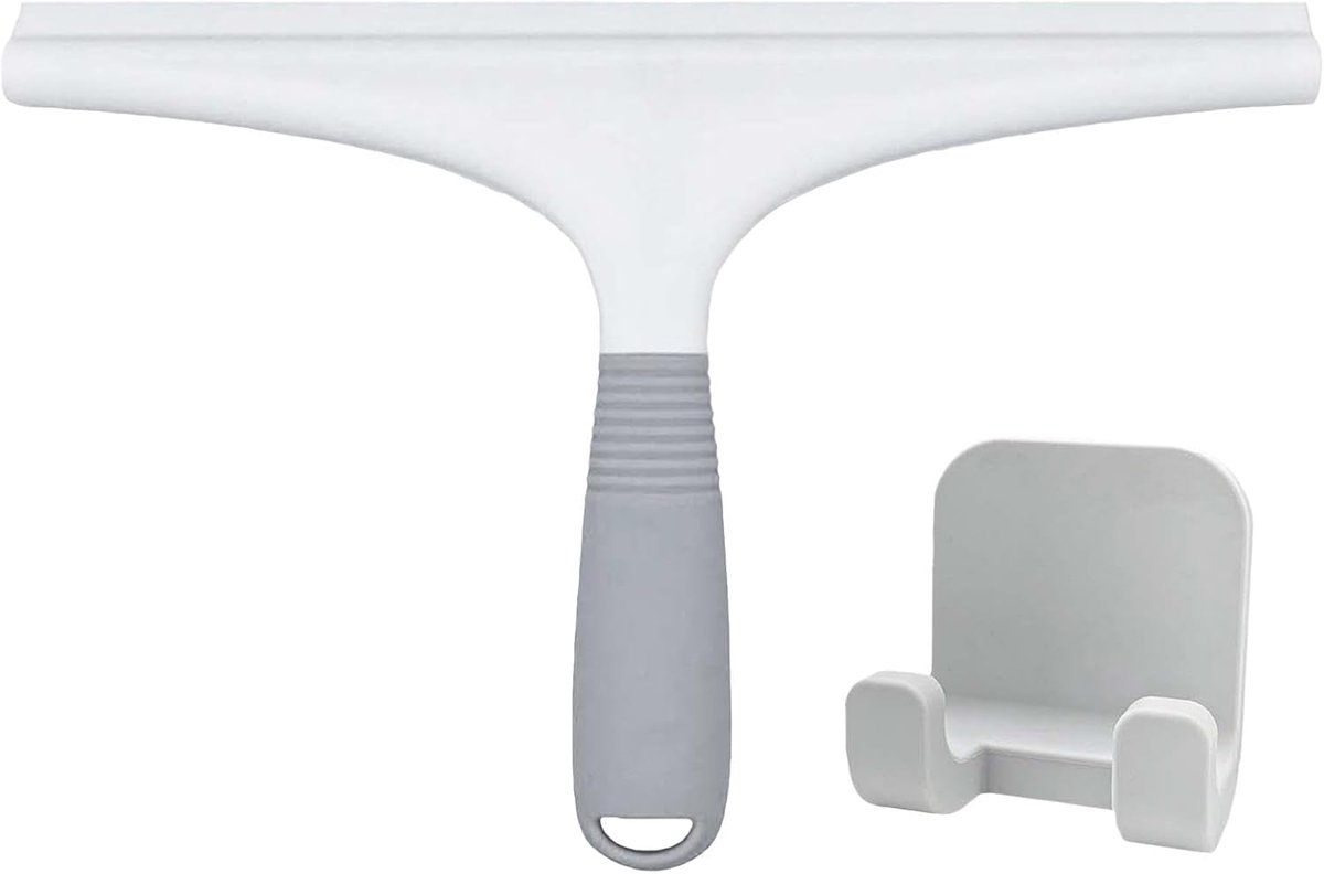 Douche Raamtrekker - Glaswisser Tool - Streeploos Reinigen - Multifunctionele Borstelkop - 25.5 cm - Wit