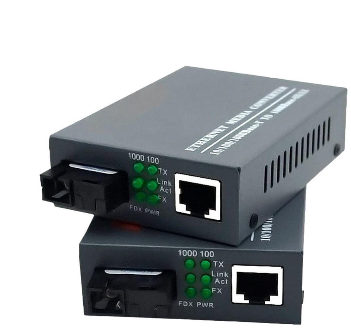 Glasvezel Converter - Ethernet Adapter - Netwerk Uitbreiding - Single Mode Metaal - 2 Stuks - Zilver