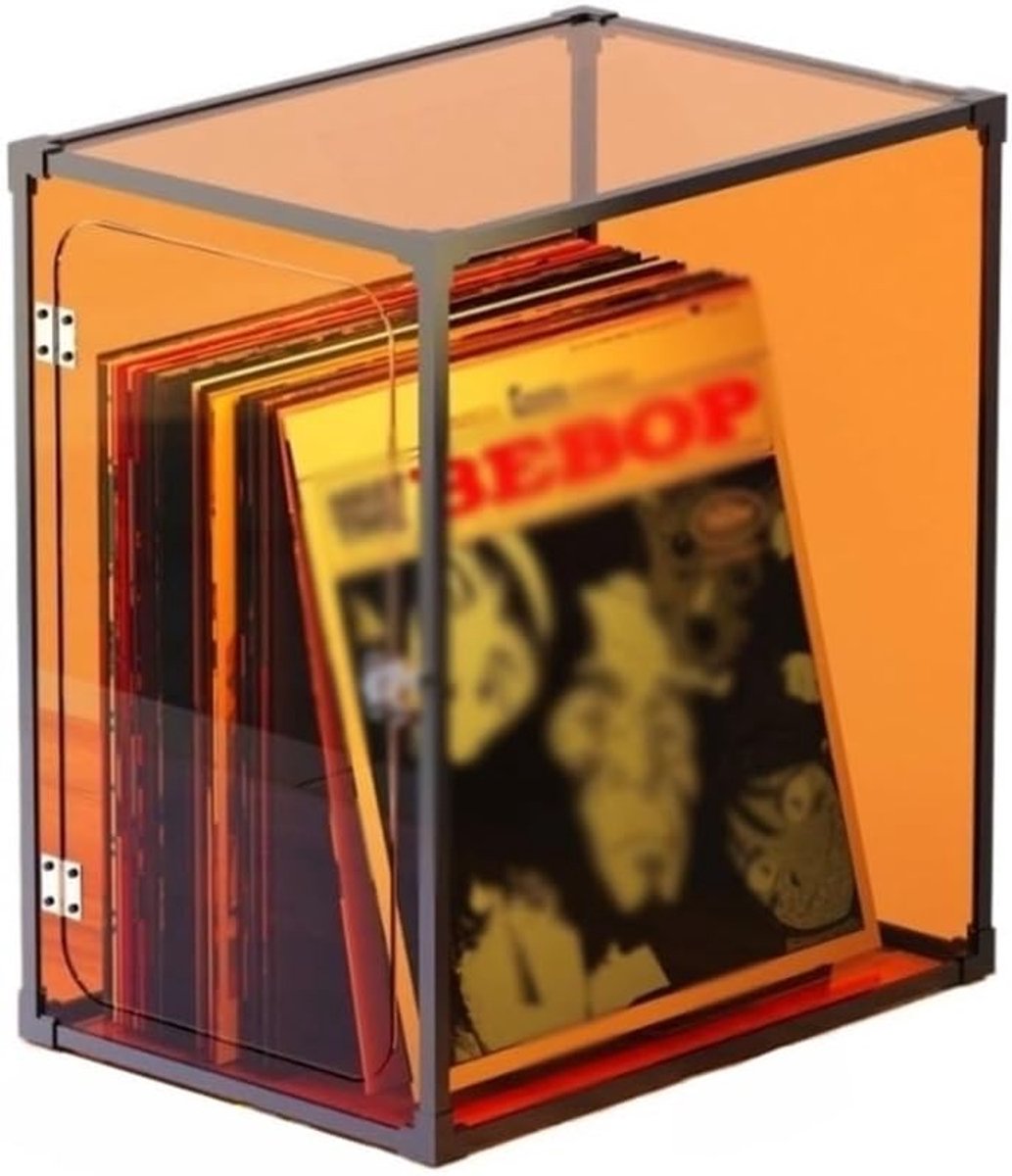 Opbergdoos Vinylplaten - LP Opbergkrat - Platen Organiseren - Frame Aluminiumlegering - 35x25x40 CM - Oranje
