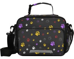 Lunchtas Kattenpoot - Koeltas Hersluitbaar - Picknick en School - Verstelbare Schouderriem - 65 Liter Capaciteit - Zwart
