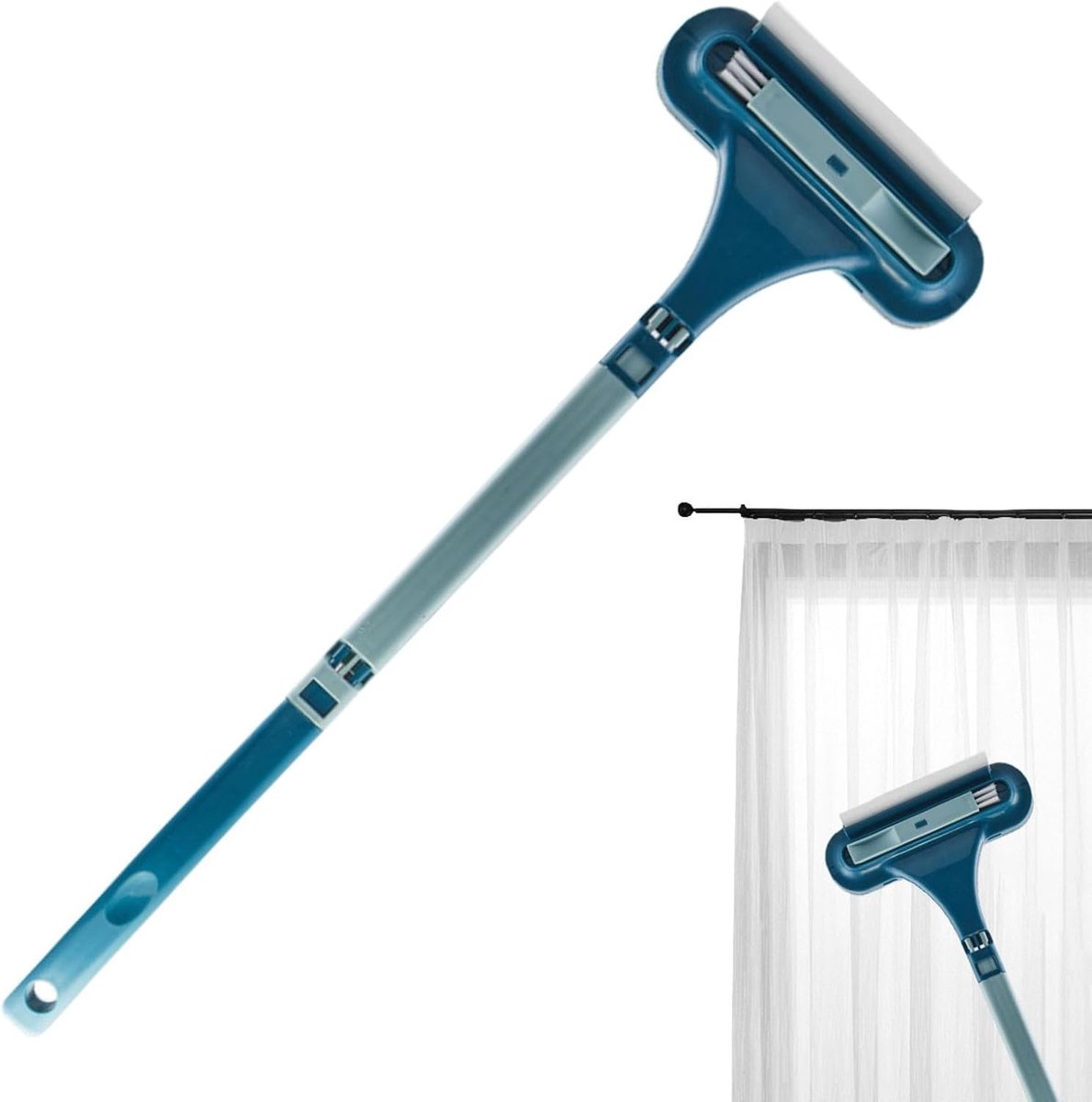 Raamrooster reiniger - Schermborstel trekker - Glas en vuil - 2-in-1 afneembaar - 63 x 20 cm - Blauw