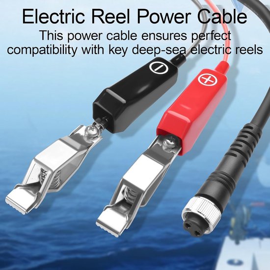 Elektrische visserij reel netsnoer 10FT, batterij aansluitkabel voor spoelen, compatibel met diverse modellen zoals Tanacom, Shimano en Seaborg — afbeelding 2