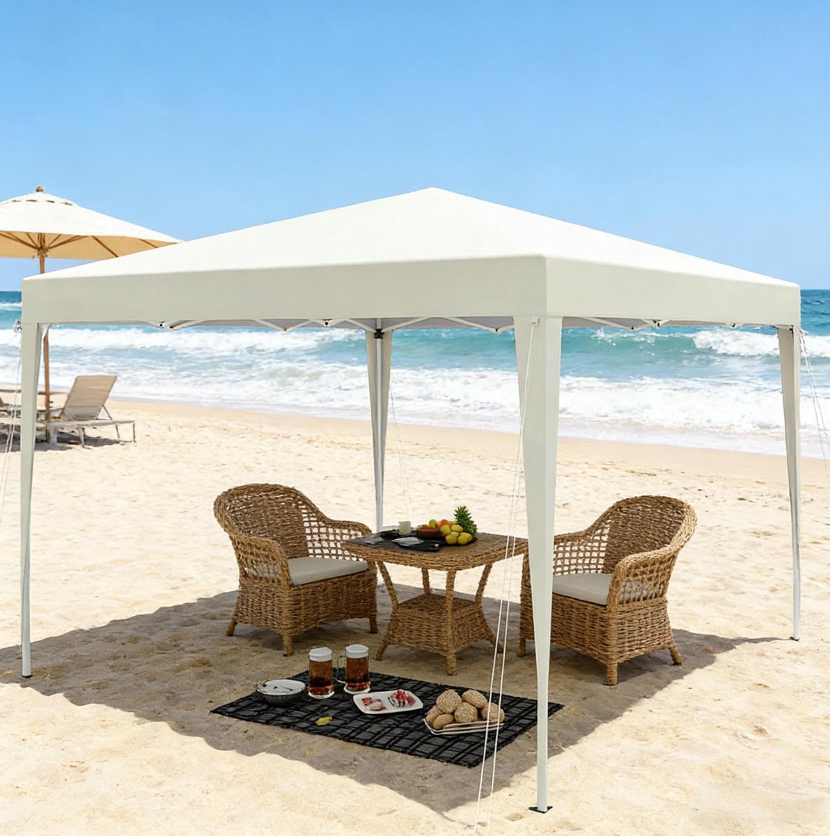 Partytent 300 x 300 cm - Hoogte Verstelbaar - Oxford Stof - Lichtgeel - Voor Tuin En Evenementen