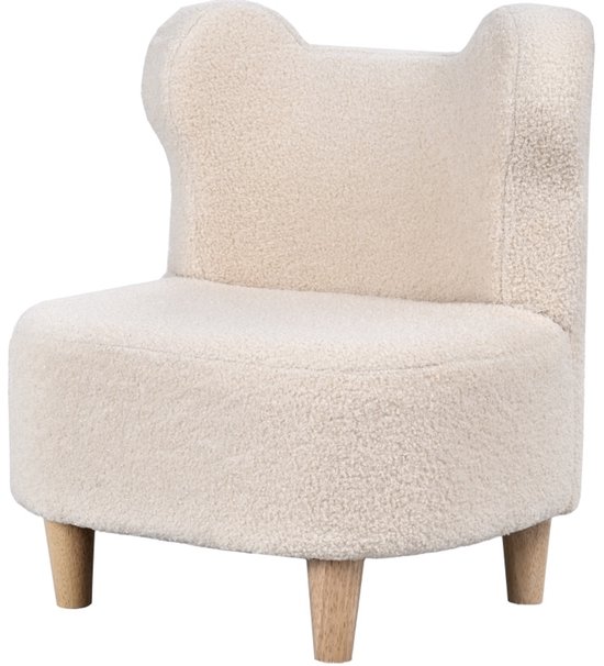 COVREO Kindersessel 47 x 43 x 53 cm beige, stof met houten poten en armleuningen van COVREO — afbeelding 5