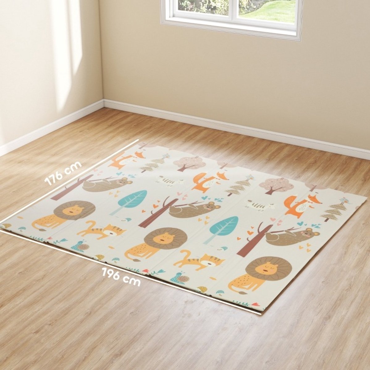 COVREO Baby speelmat 196 x 176 cm multicolor, foam, dubbelzijdig opvouwbaar