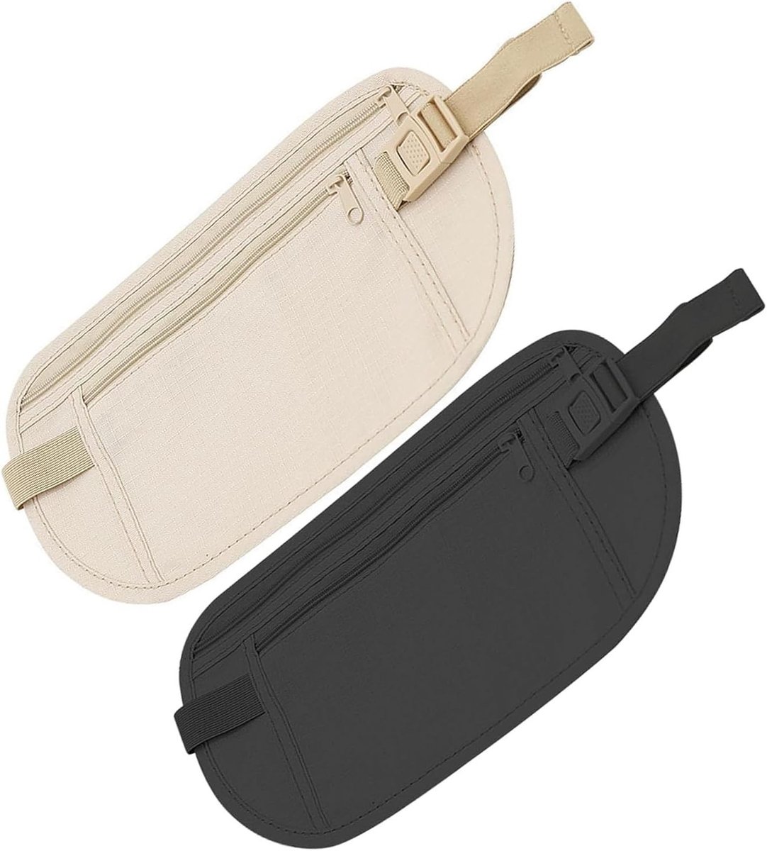 2 Stuks Flat Waist Bag, Reis Heuptas, Waterdichte Anti-Diefstal Geldriem met RFID Blokkering, Ideaal voor Festivals en Dagtochten voor Mannen en Vrouwen