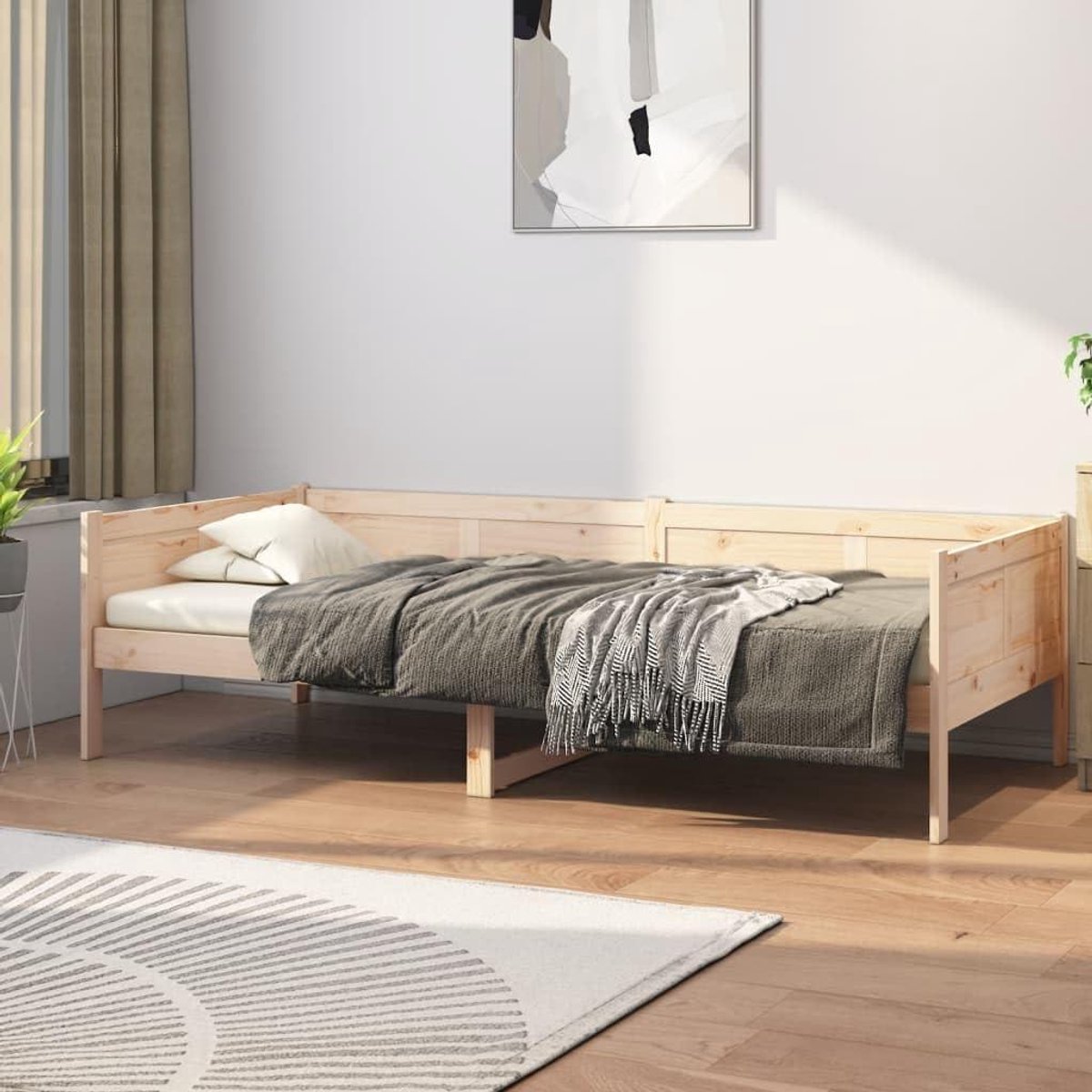 Dagbed Massief Grenen - Bankbed Logeerbed - Ruimte Besparen - Rustieke Landelijke Look - 80 x 200 cm - Houtkleur