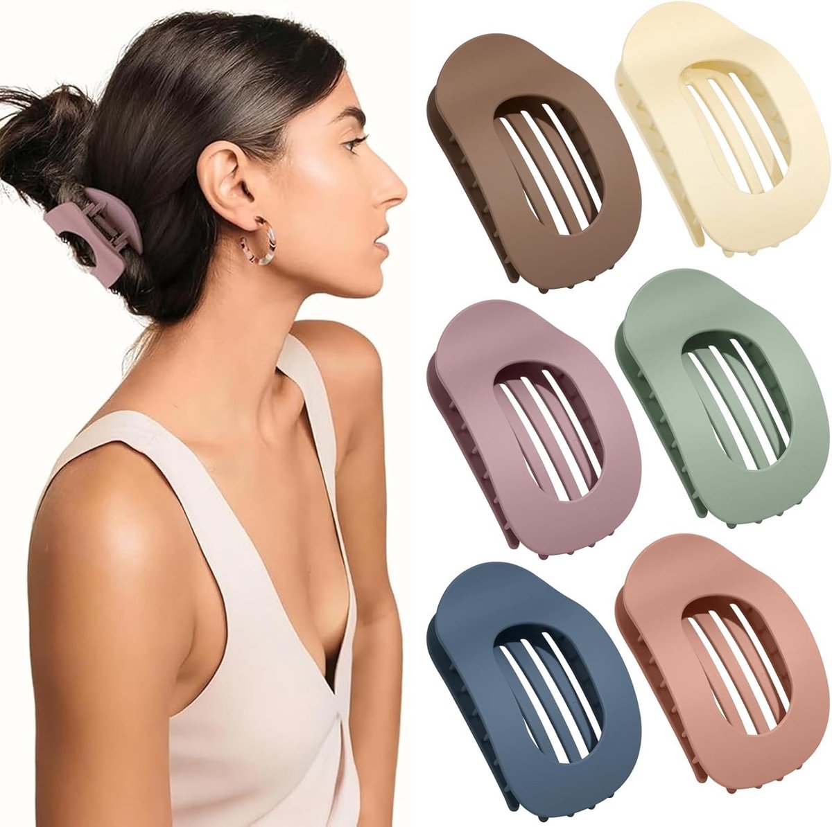 SnelShoppen - Grote Haarklemmen Set, 6 Stuks, Eendebek Haarspelden, Antislip Flat Haarclips voor Dik of Dun Haar, Dagelijks Gebruik en Sport (Roze, Wi