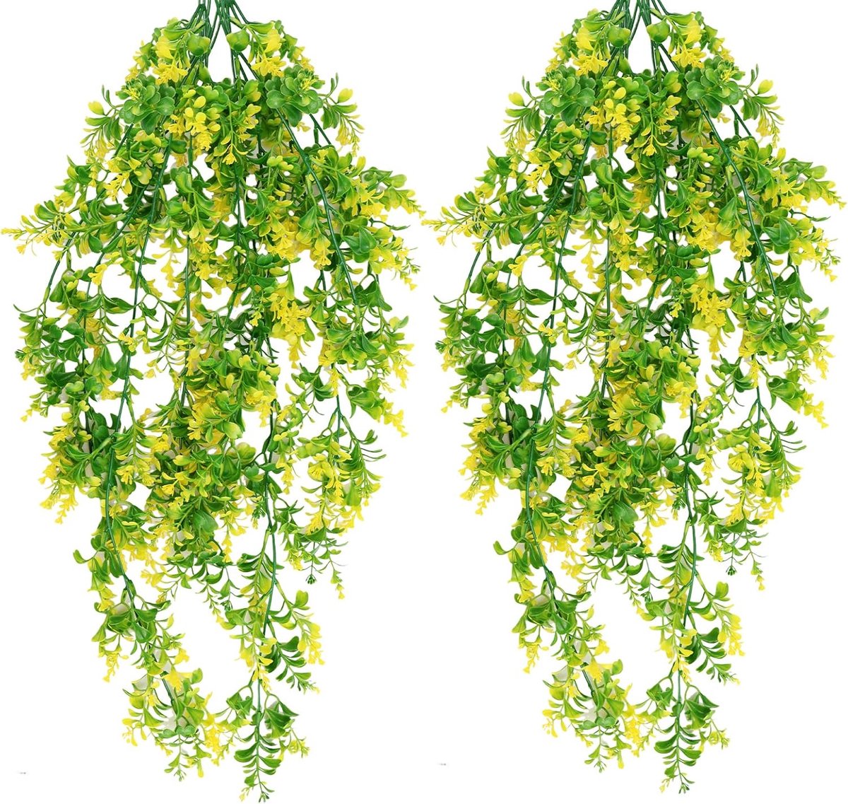 SnelShoppen - Kunstplanten Set van 2, Weerbestendige Hangplanten, Kunstbloemen voor Balkon, Tuin, Binnen, Hoogwaardige Kunststof, Duurzaam en Milieuvr