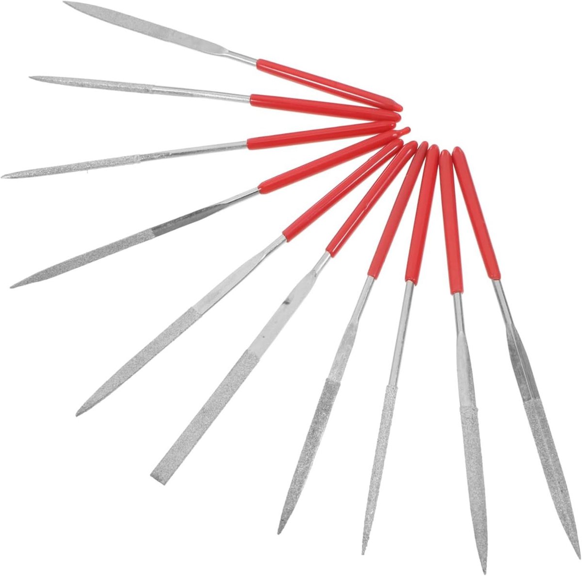 Mini Vijlenset - Precisie Vijlen - Houtbewerking Projecten - Antislip Rubberen Grip - 10 stuks - rood