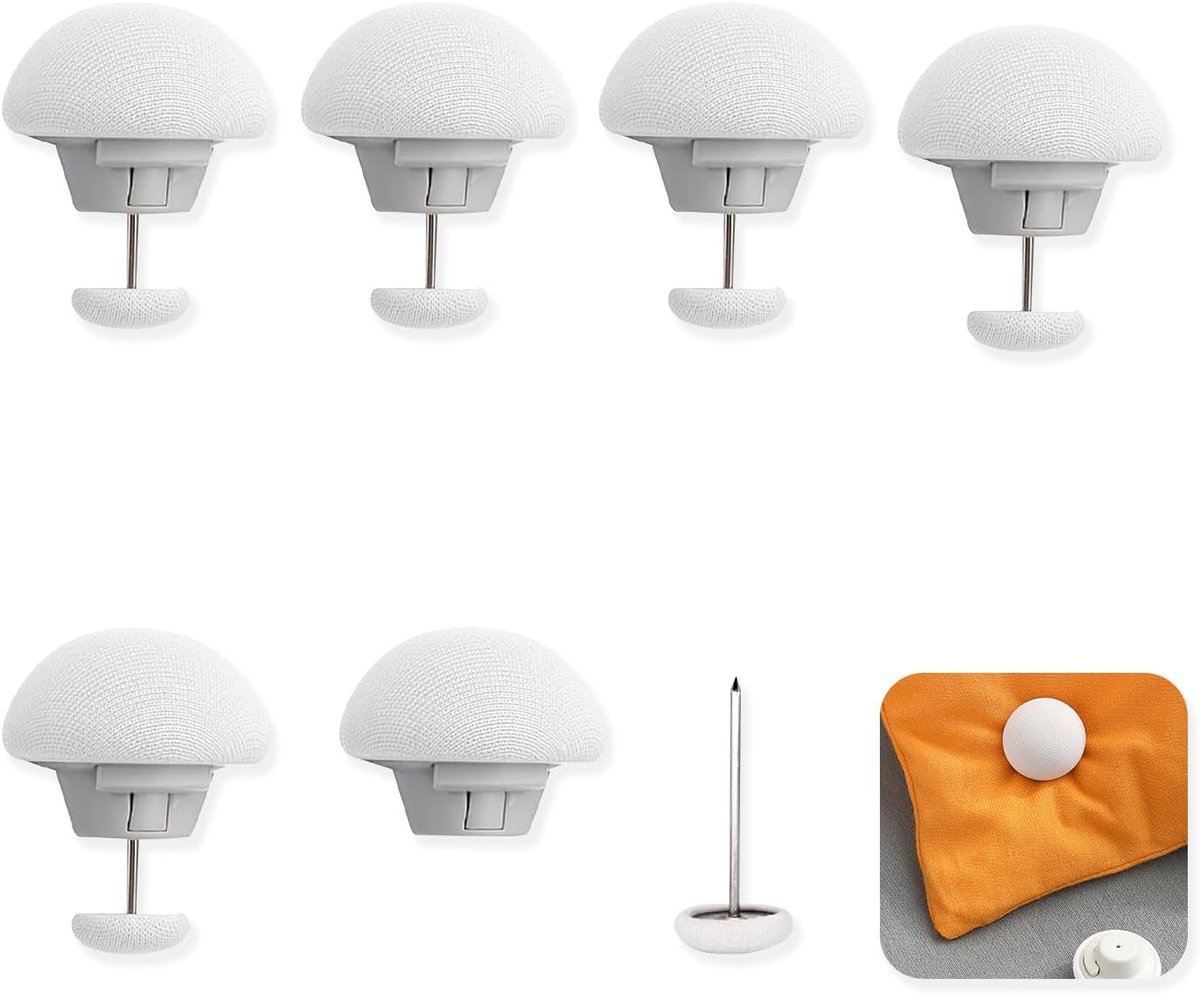 SnelShoppen - Duvet Cover Clips - Paddenstoel Vormige Bedclips met Knoppen - Antislip Dekbed Fixatie Clips - 6 Witte Quiltklemmen voor Decoratie en Ge